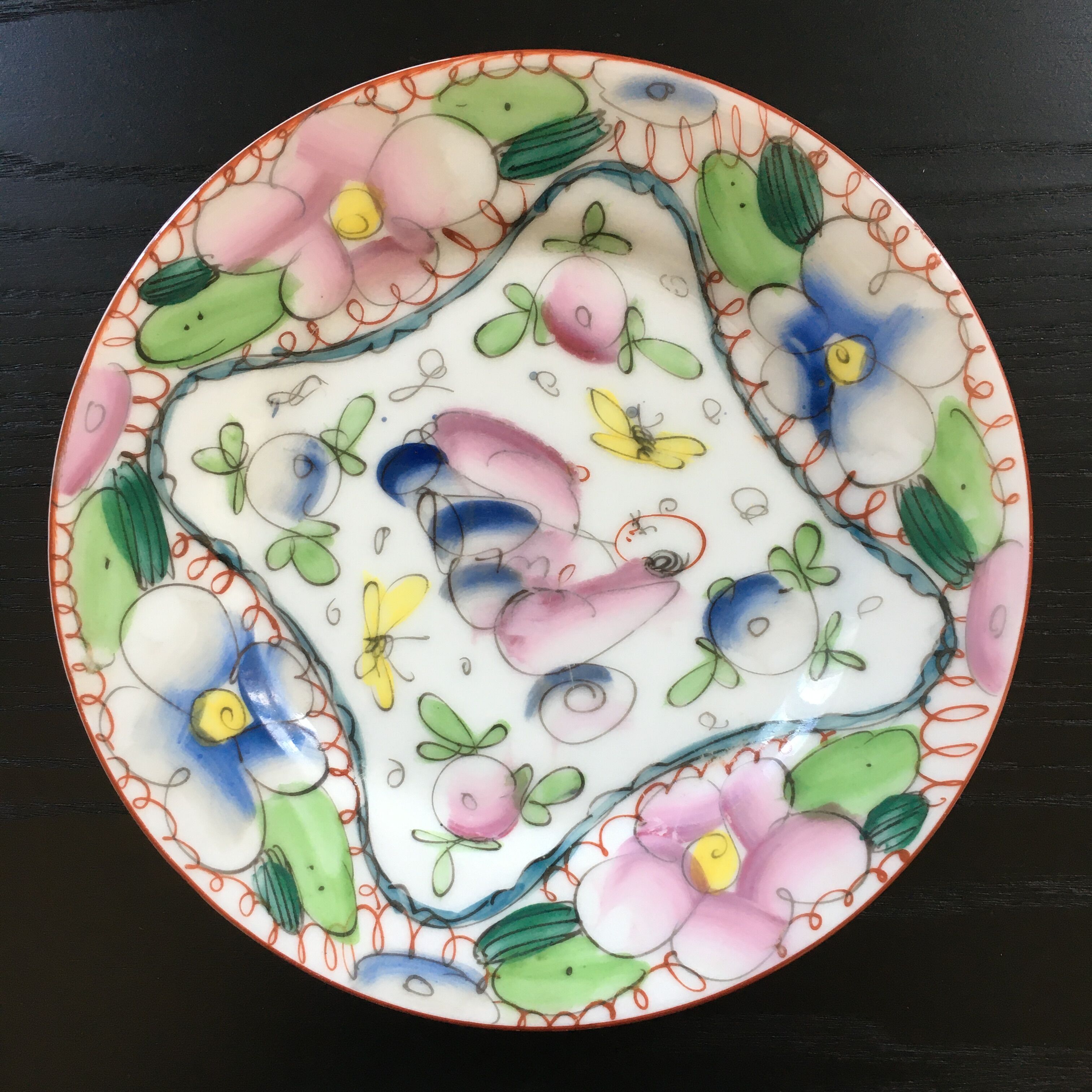 Old floral decoration plate
