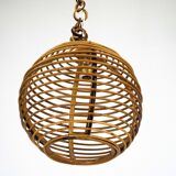 Chandelier en bambou sphérique vintage des années 1950