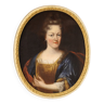 Peinture ovale antique portrait d’une noble dame du 18ème siècle