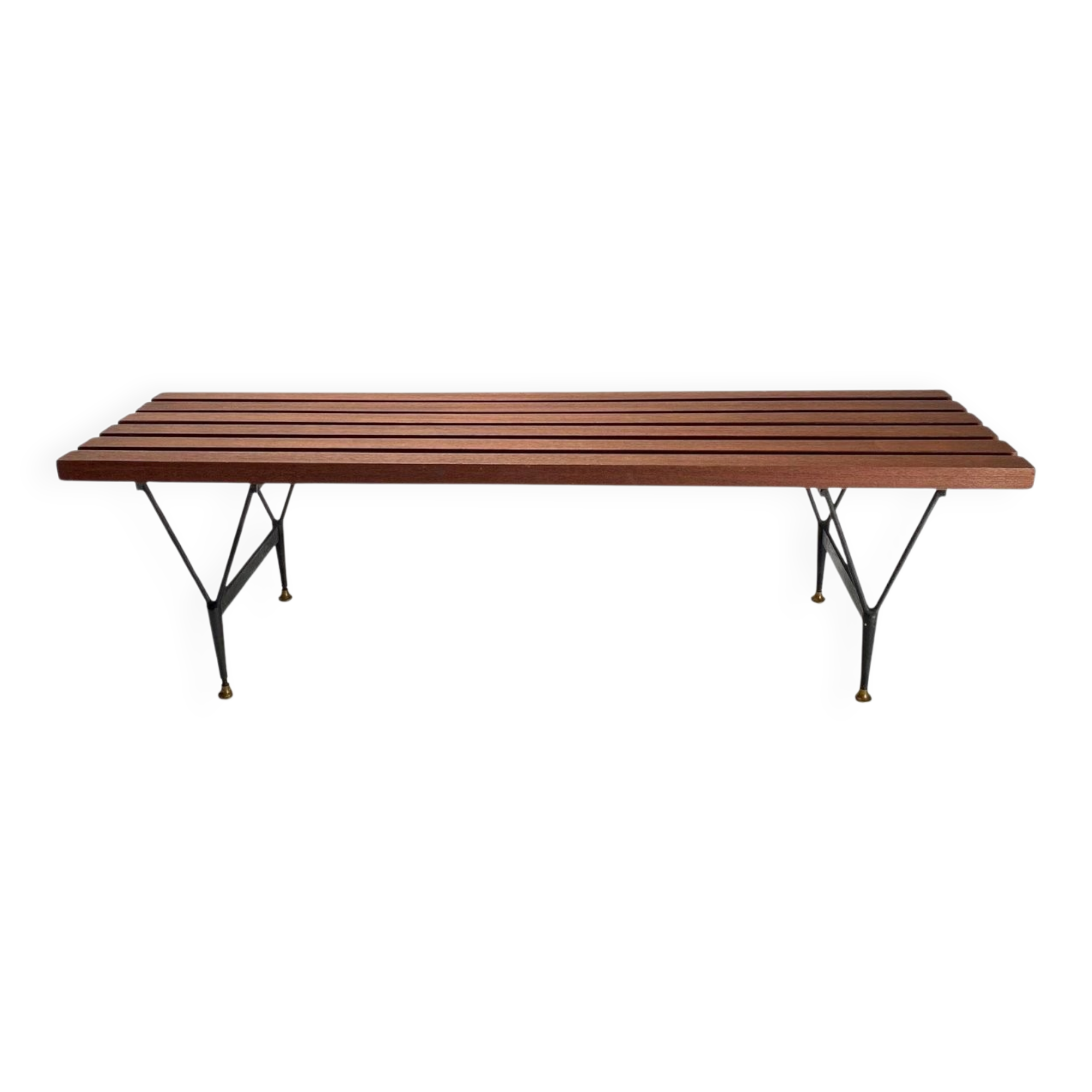 Mid-Century Bench in Iron and Brass, 1950s