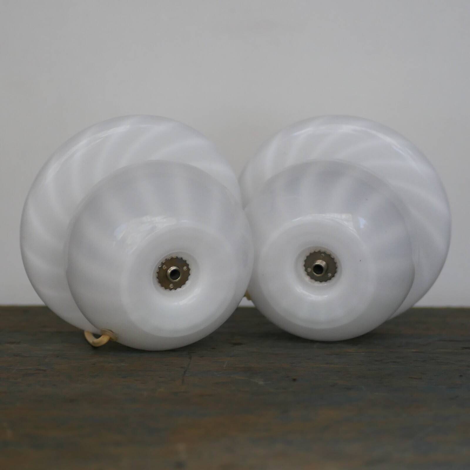 Pair of vintage mushroom table lamps - 1960s - swirled Murano glass - Italian design