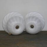 Pair of vintage mushroom table lamps - 1960s - swirled Murano glass - Italian design