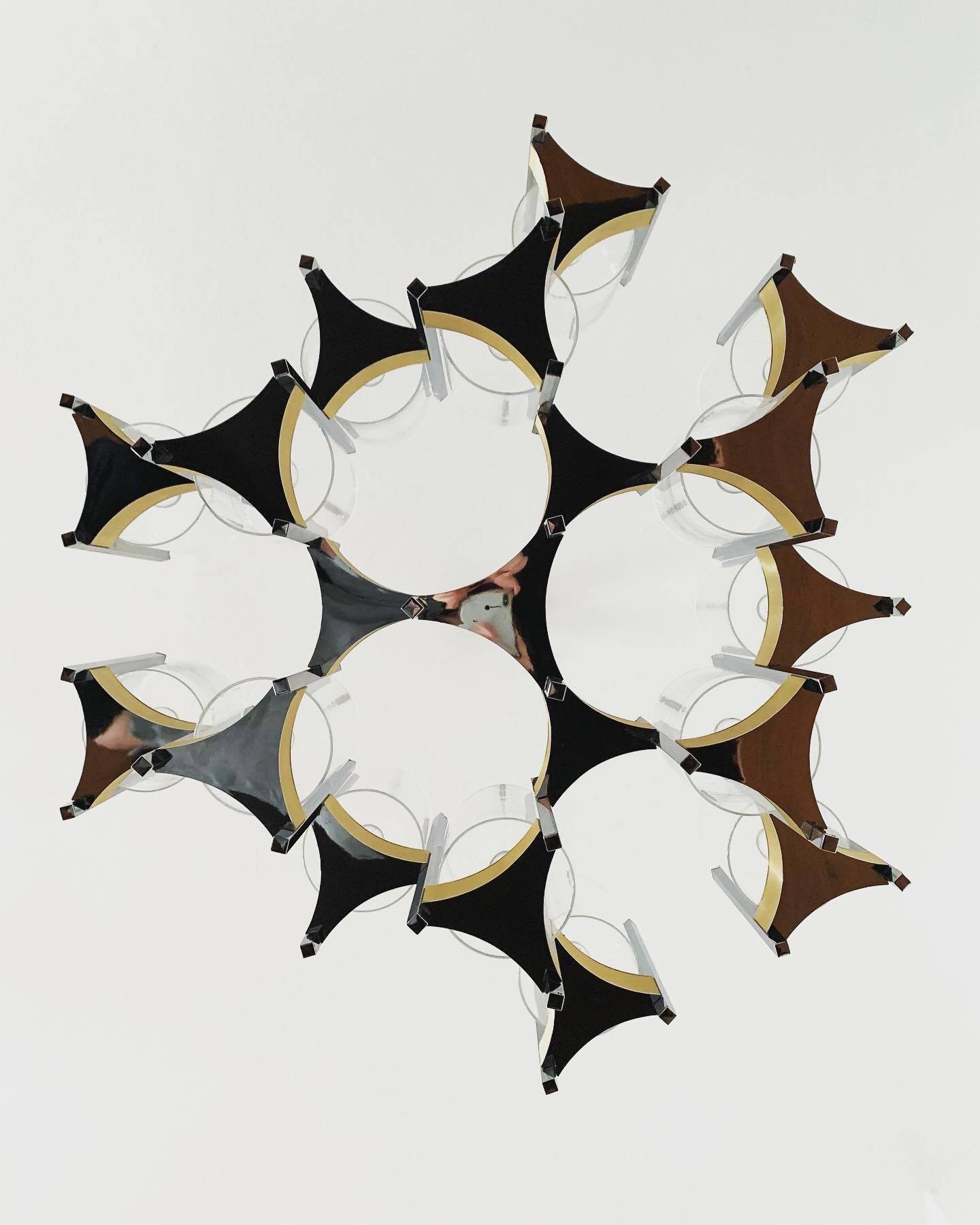 Large Italian Brutalist Chandelier by Gaetano Sciolari