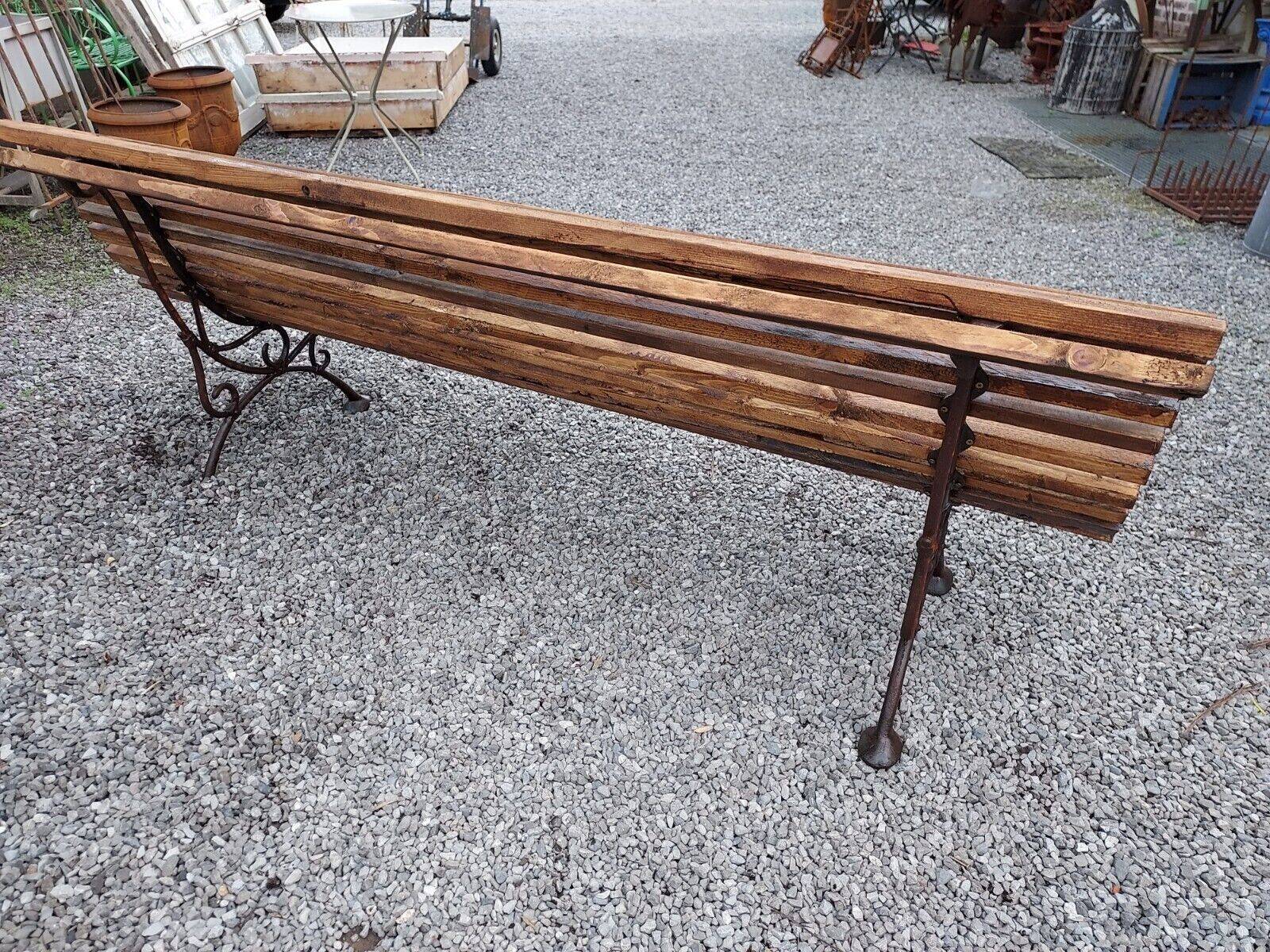 wooden garden bench with cast iron base