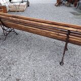 wooden garden bench with cast iron base