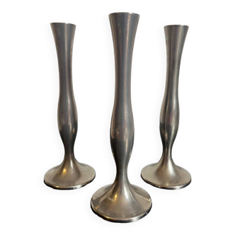 Trio of Damart metal candle holders from the 80s