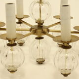 Lustre en laiton avec des ampoules en verre