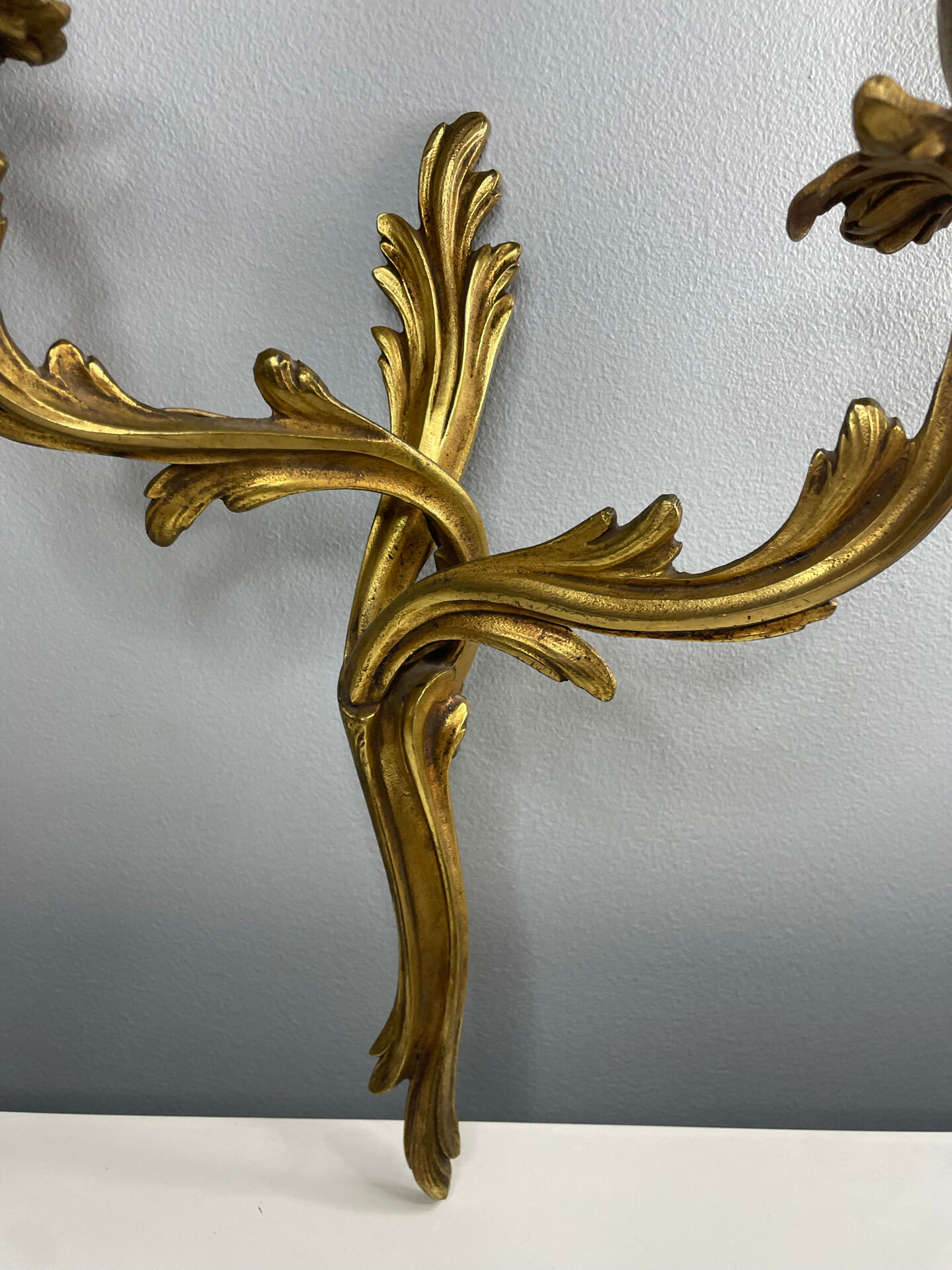 2 antique wall sconces in gilded bronze, Louis XV style