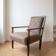 Fauteuil Ancien en Bois Massif et Tissu Rouge et Vert