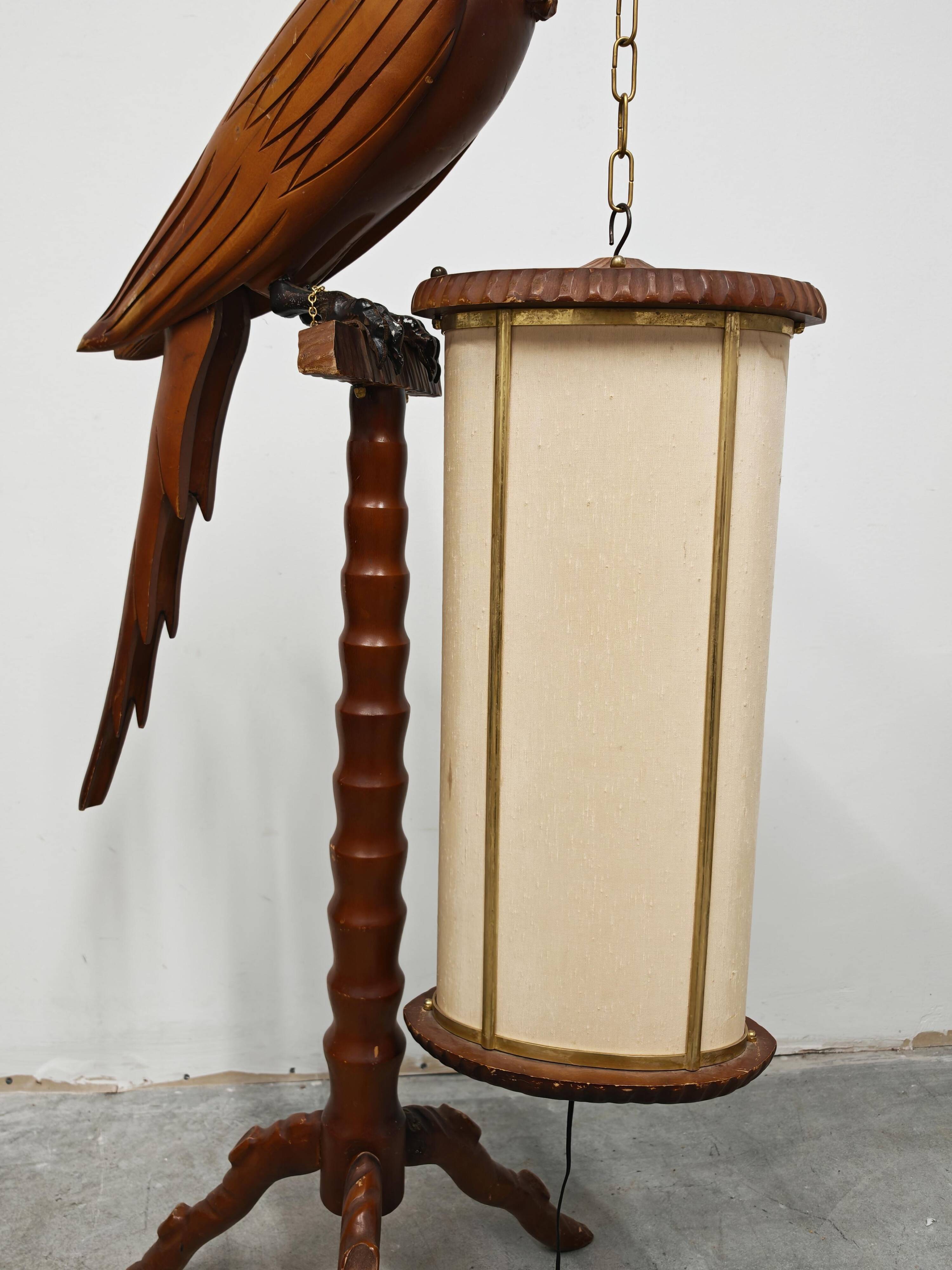 Mid Century Modern "Parrot" floor lamp attributed to Aldo Tura, 1950s.