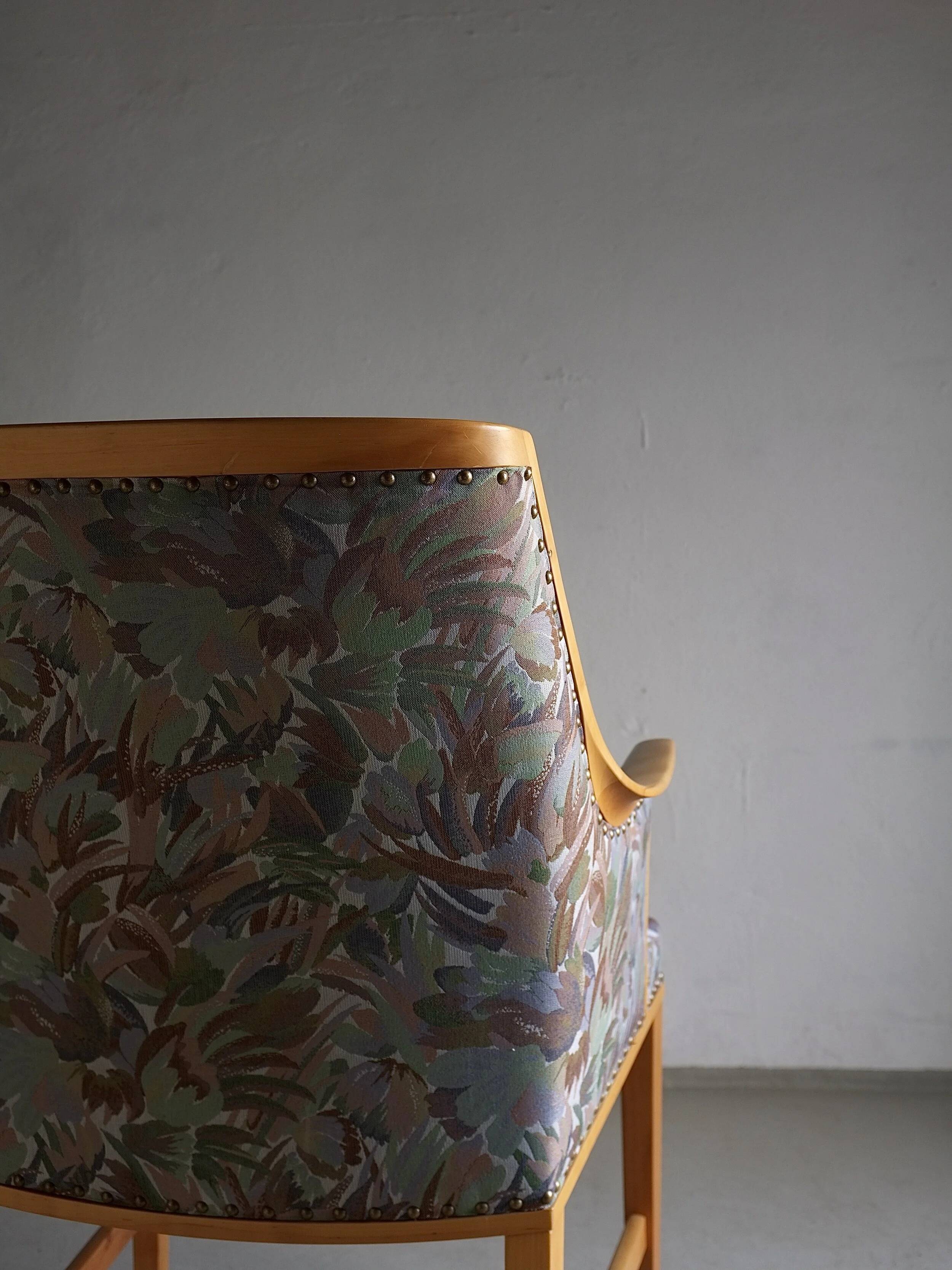 Swedish Grace floral birch wood armchair