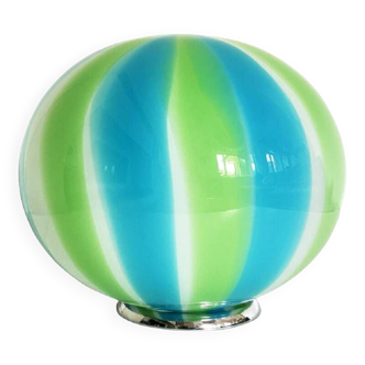 Contemporary Milky, Blue and Green Sphere Table Lamp in Murano Glass