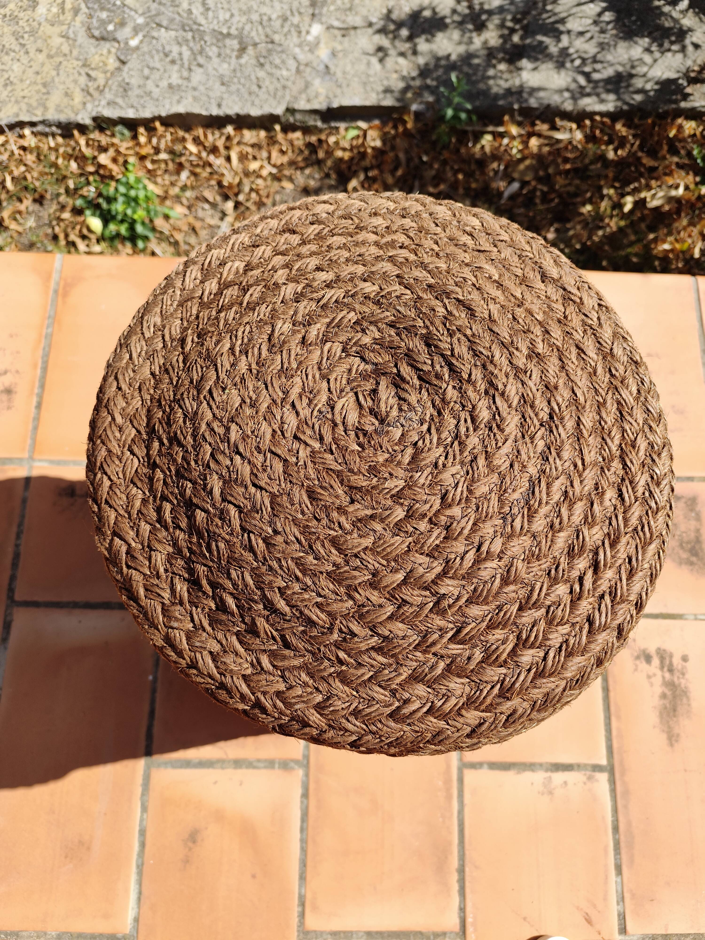 Vintage rope cylindrical basket