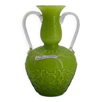 Vintage Opalina Fiorantina glass vase
