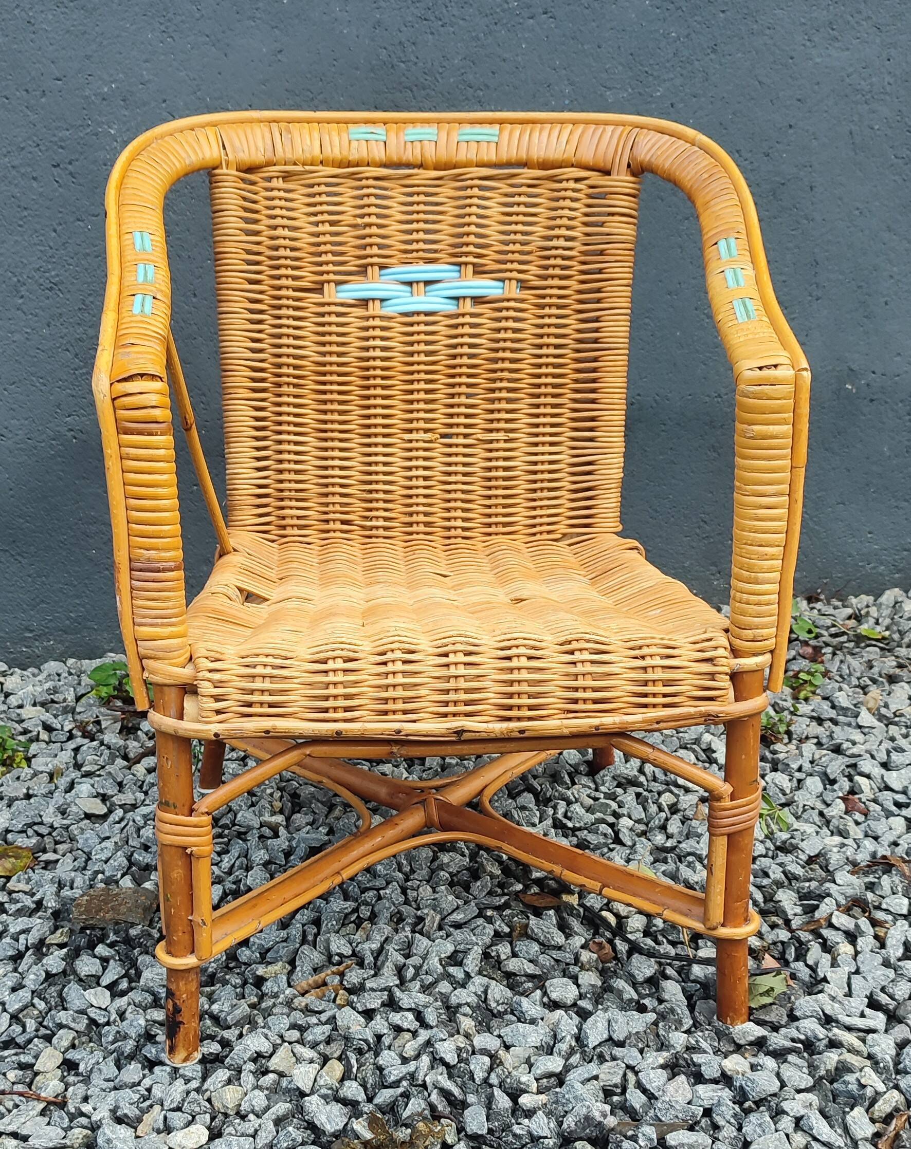 Small vintage rattan armchair/chair for children