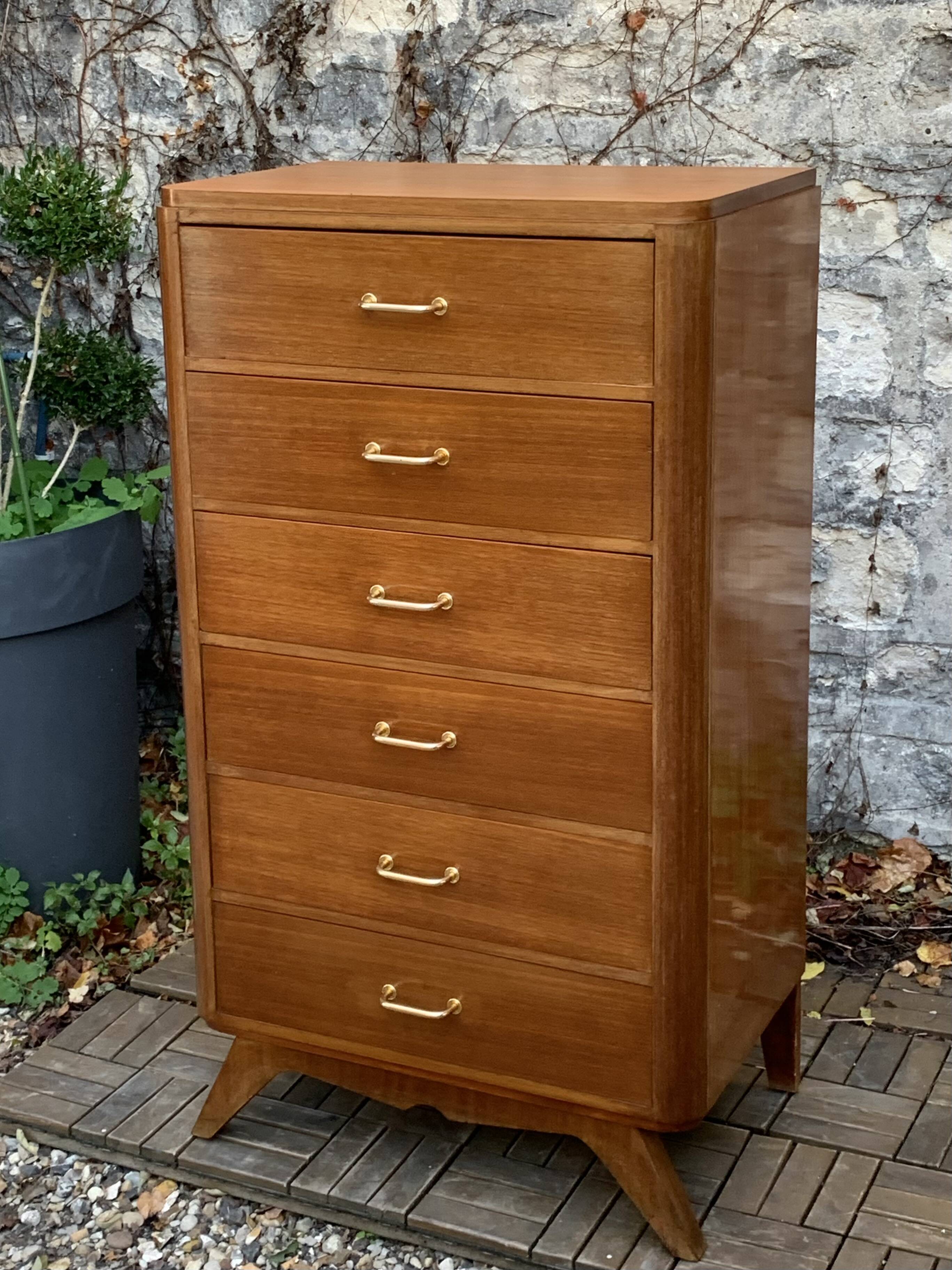 Vintage chest of drawers with compass feet 1960 H112