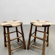 Vintage Brutalist French rope stool Wabi Sabi