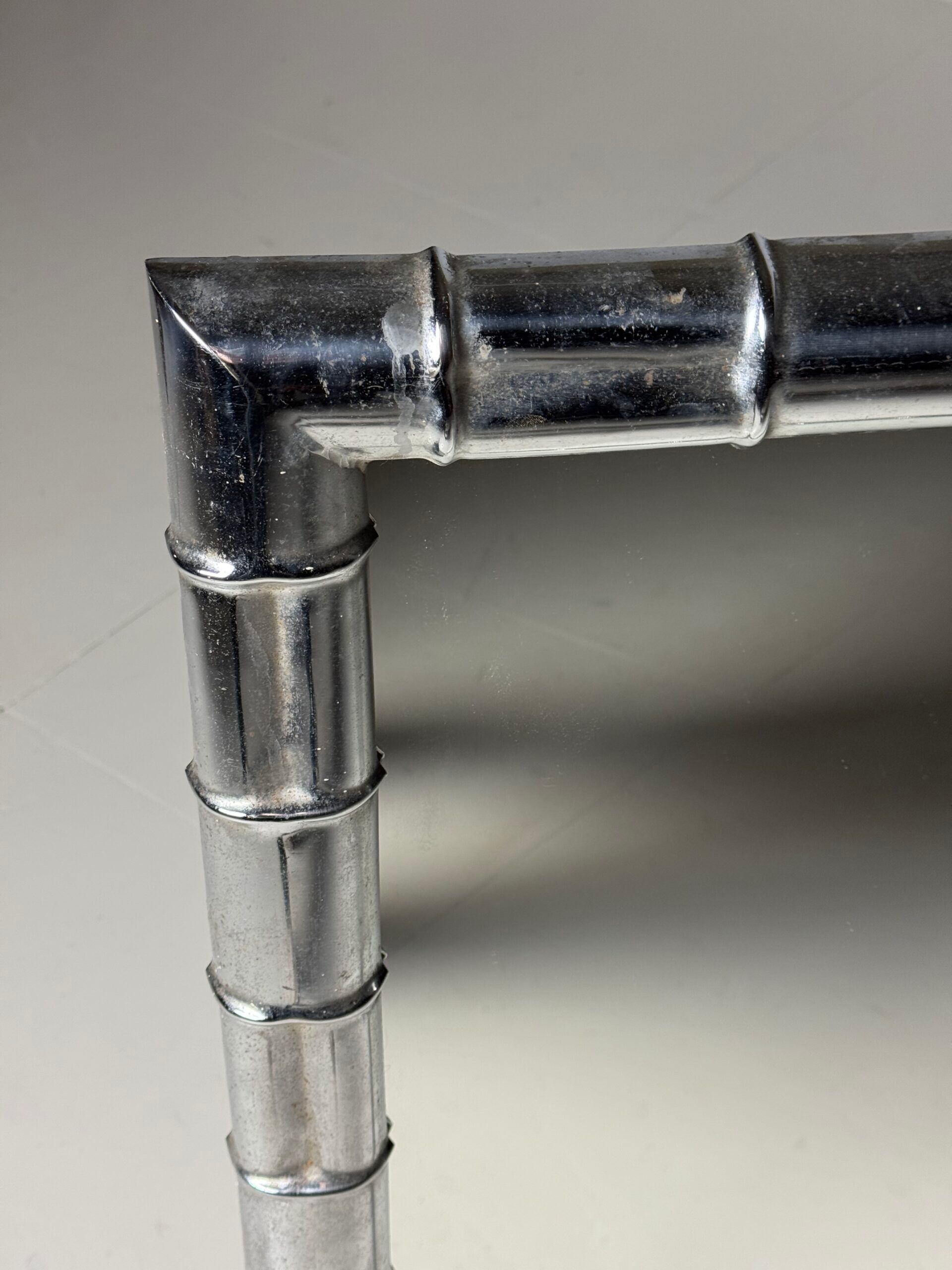 Large faux bamboo mirror chrome