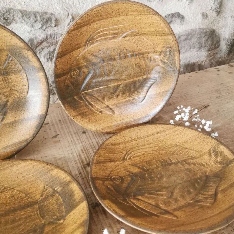 6 fish plates Longchamp Chantilly by Robert Picault