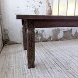 XL farmhouse table in solid oak, brutalist style, 20th century.