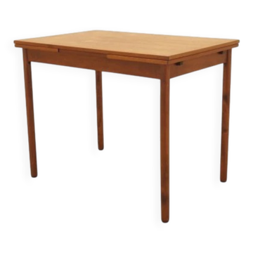 Danish teak extending dining table on solid wood legs, 1970s
