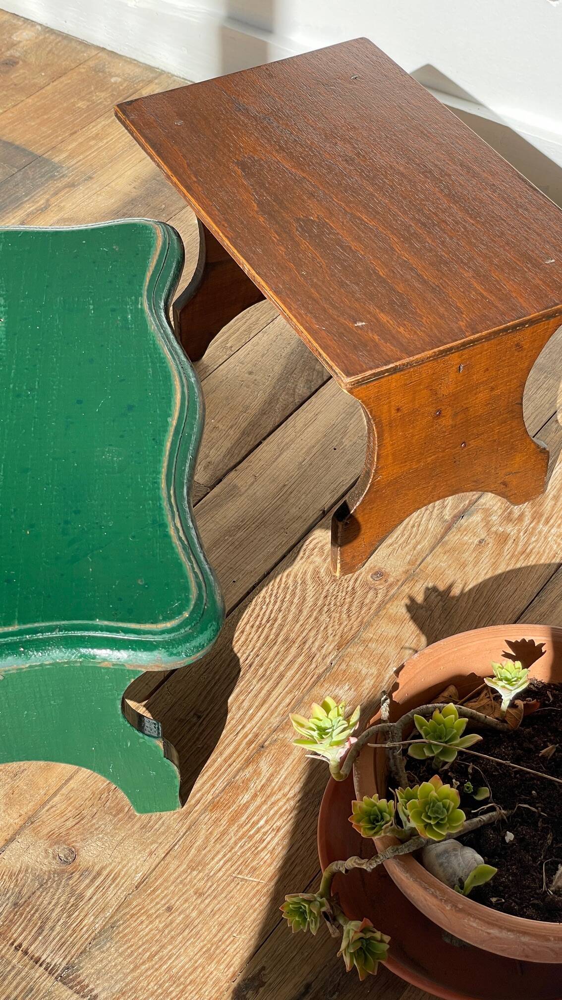 2 vintage wooden bar stools