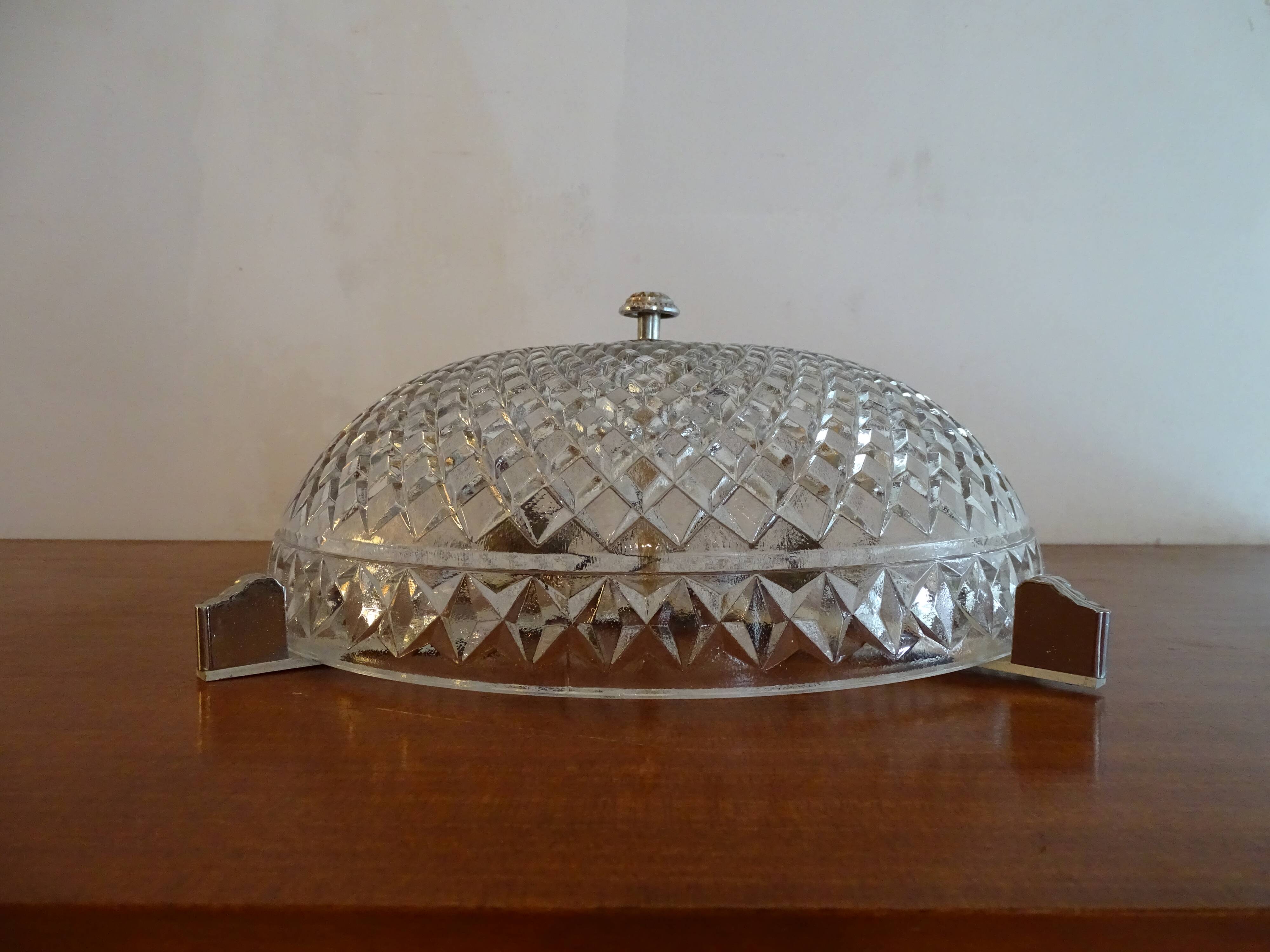 Glass chandelier antique vintage diamond tip. Two fires.