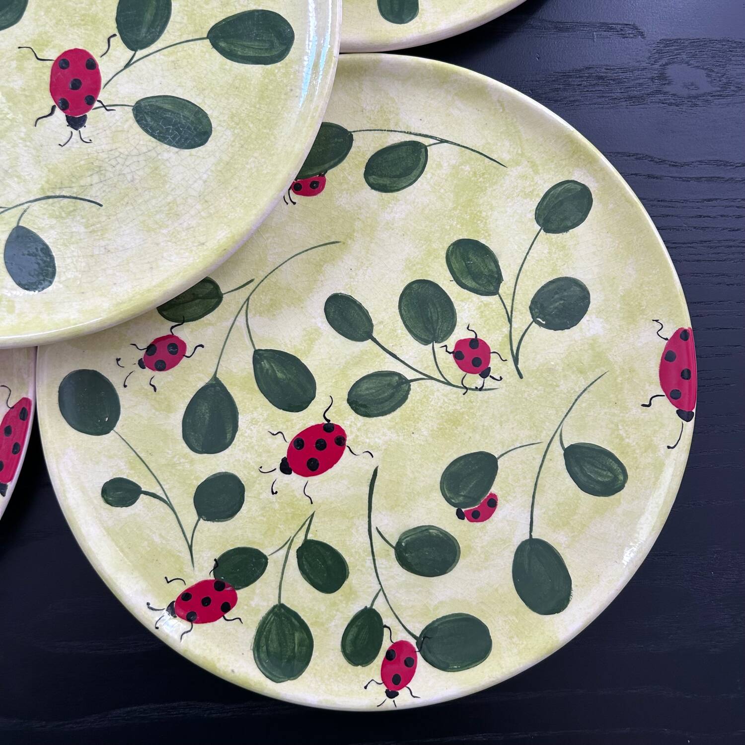 Service de 5 assiettes décor coccinelles