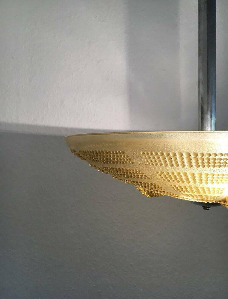 Art Deco metal and glass ceiling lamp