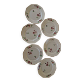 Set of 6 vintage dessert plates from Moulin des Loups in good condition.