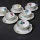 Set de 6 tasses et sous-tasses NBD Limoges enluminées à la main, motifs fleuris