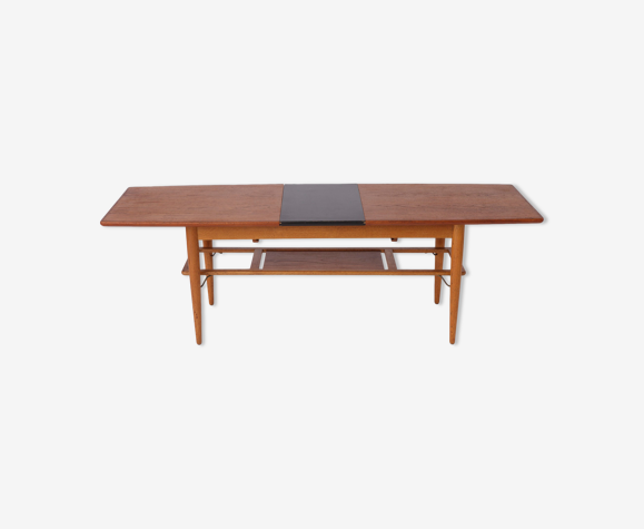 Table basse danoise extensible en teck années 1960