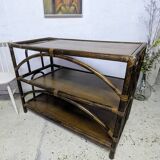 Large rattan console shelf/side table/TV/hi-fi unit