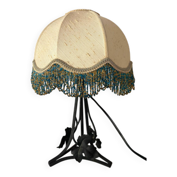 Retro wrought iron and pearl lamp