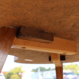 Bean coffee table with black glass top