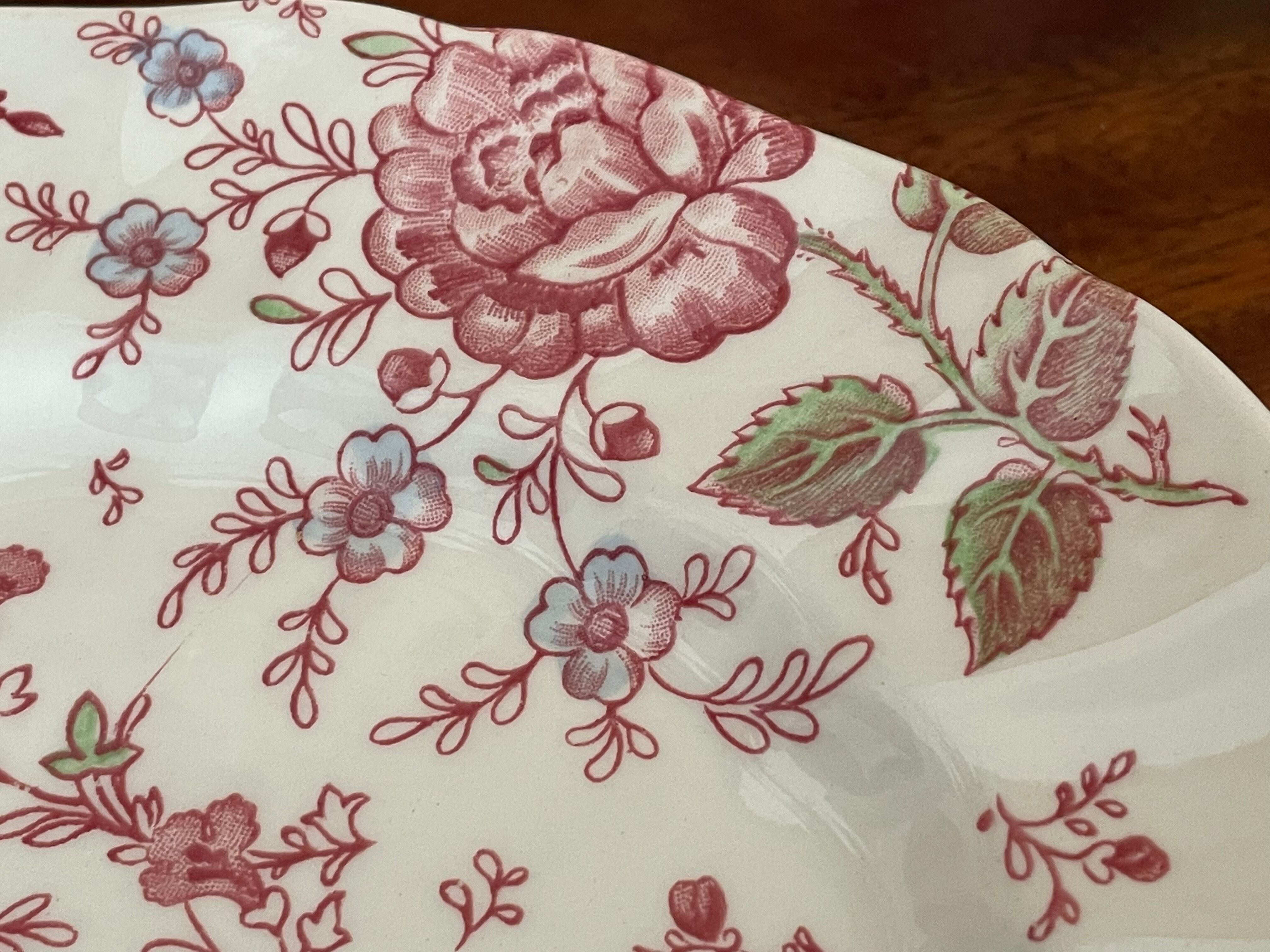 Set of 5 flat plates johnson brother pink chintz