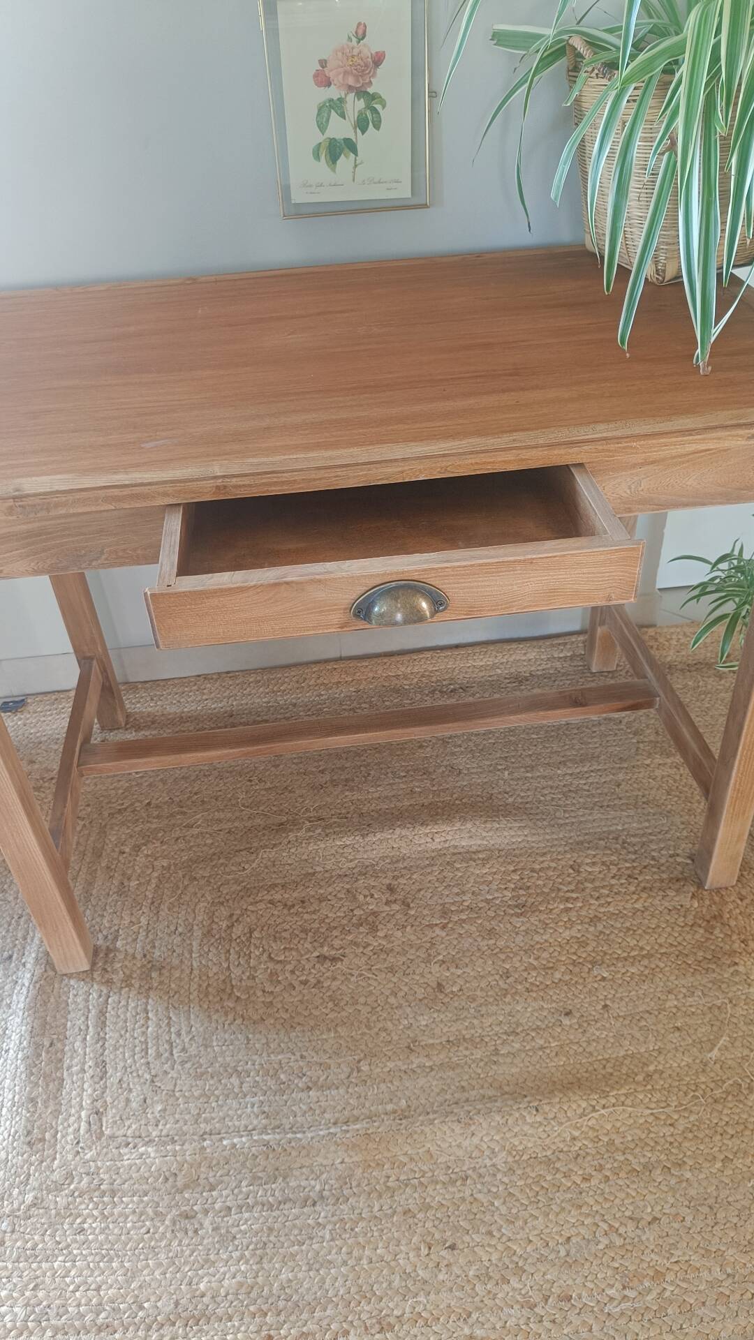 Table de ferme en bois un tiroir