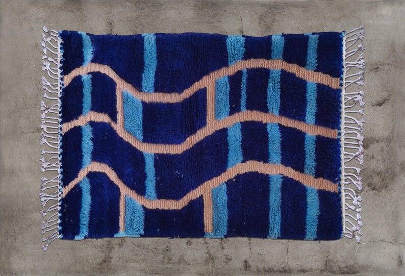 Handmade pure Moroccan wool rug size 200 x 300 cm