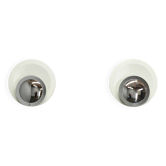 Pair of Italian Space Age Chrome and White Wall Lights, 1970s