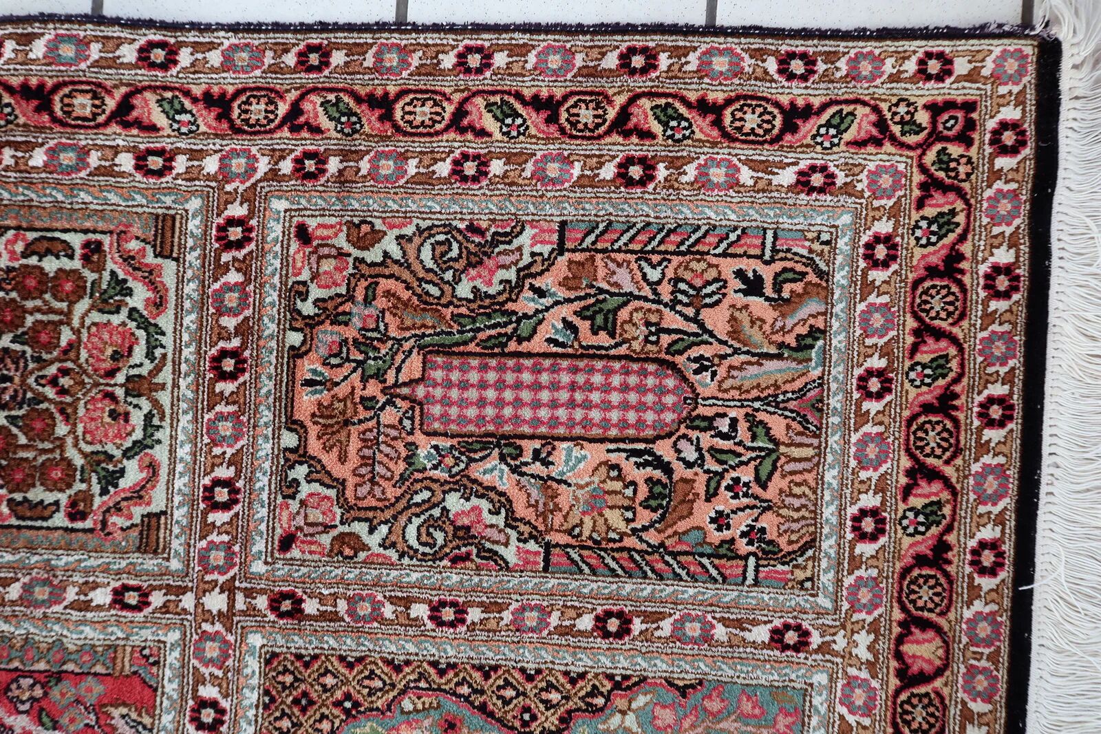 Vintage 1950s Persian Qum silk rug 72cm x 140cm