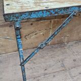 Old folding table in Burmese teak and steel