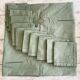 Old tablecloth and its 10 monogrammed GC towels and olive green embroidered - 225x165cm - Métis
