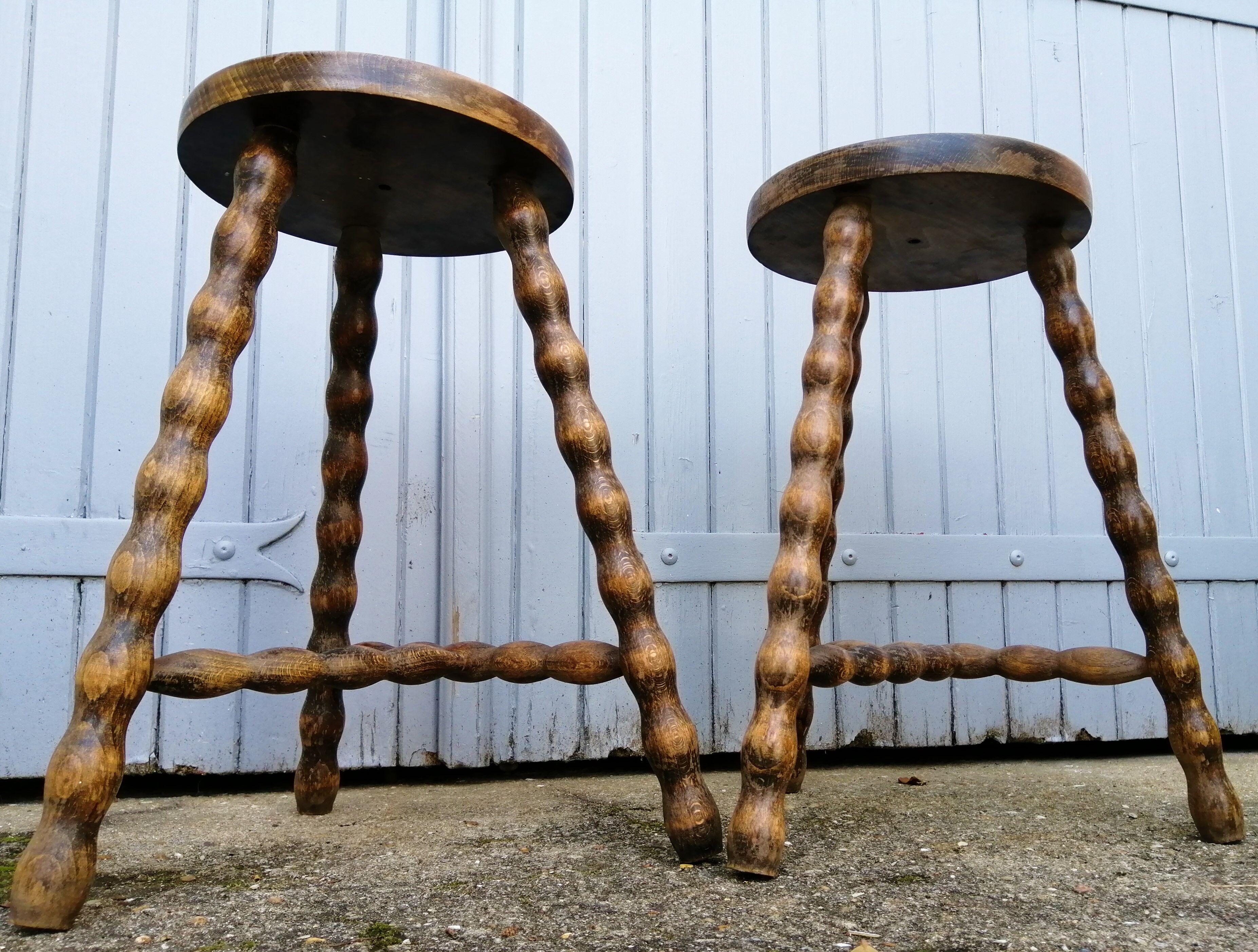 2 french brutalist stools