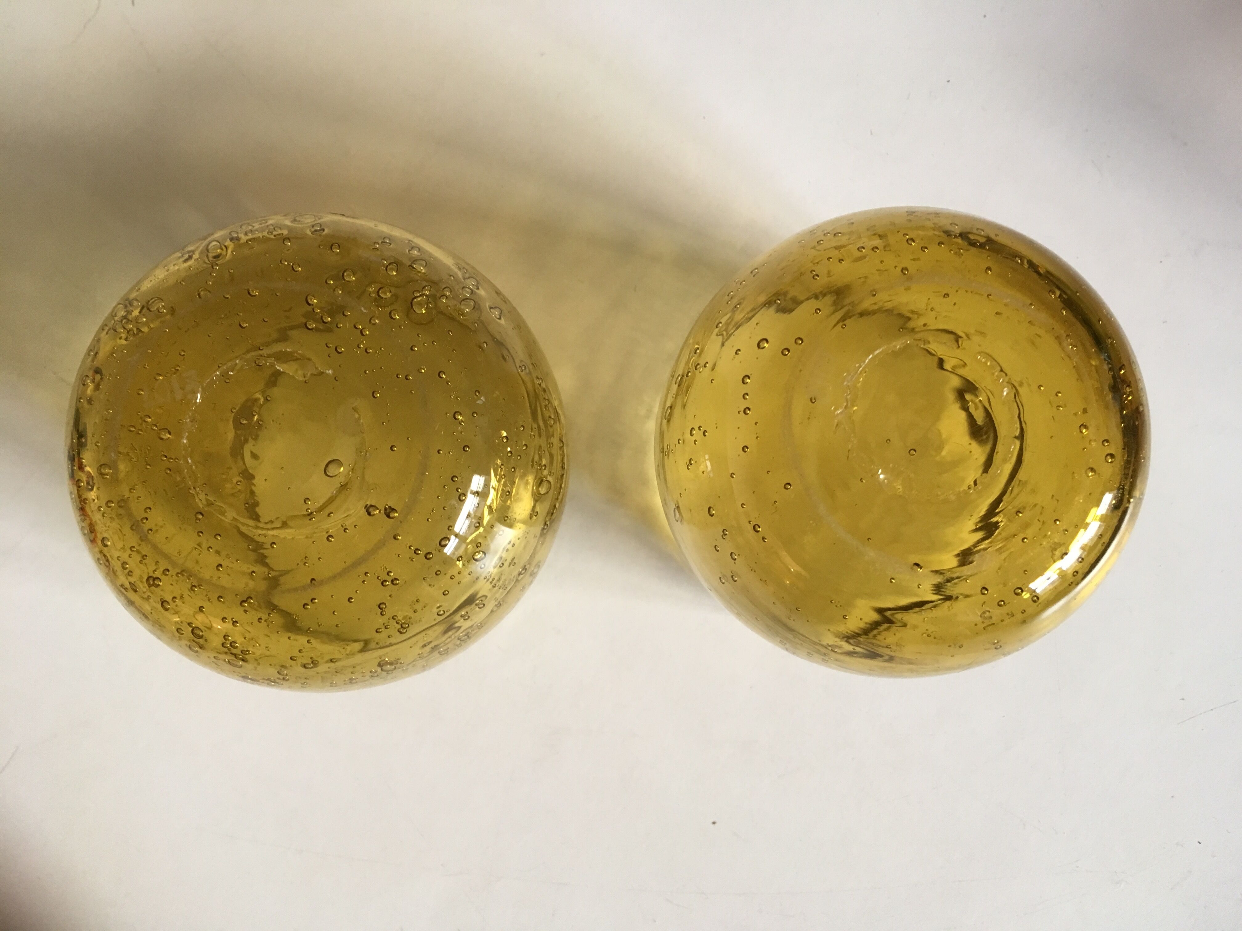 Pair of signed bubble glass cups Biot