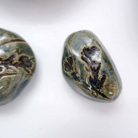 Set of "Green" decorative ceramics "Fond d'Atelier" - N.Lebrun - Belgium 1970s