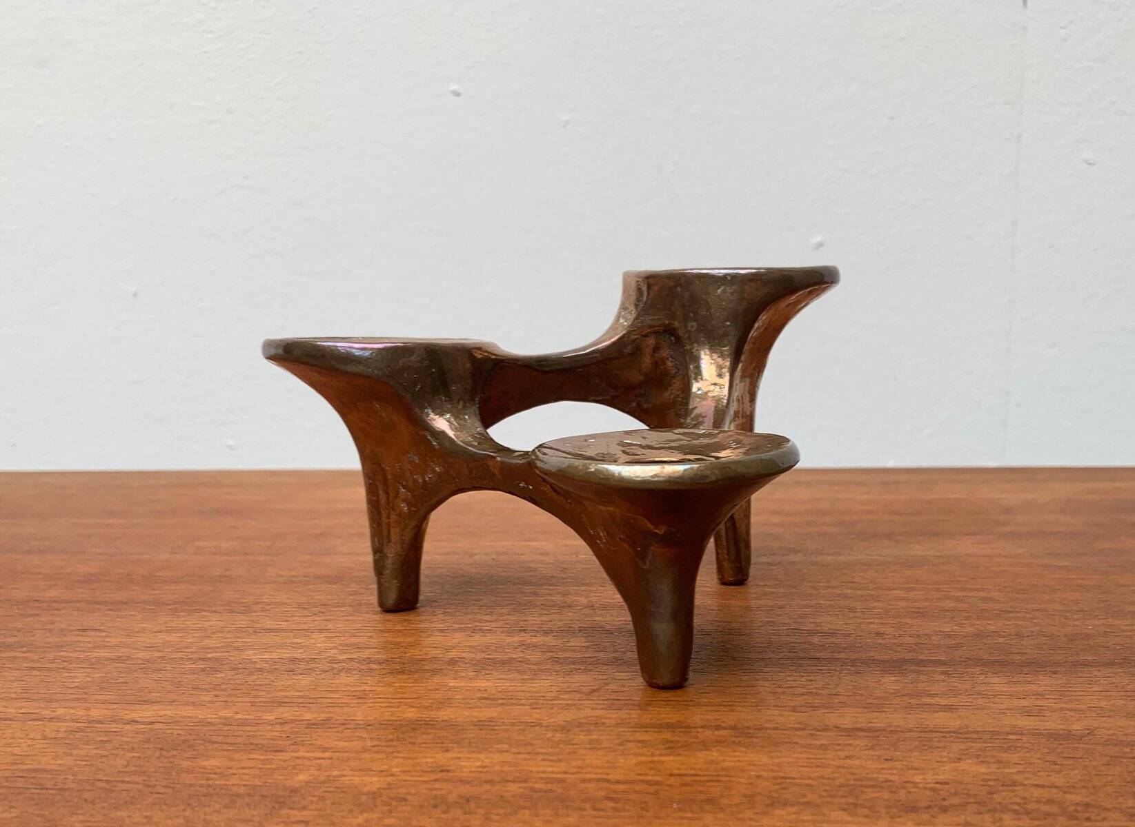 Vintage German brutalist metal candlestick by Harjes