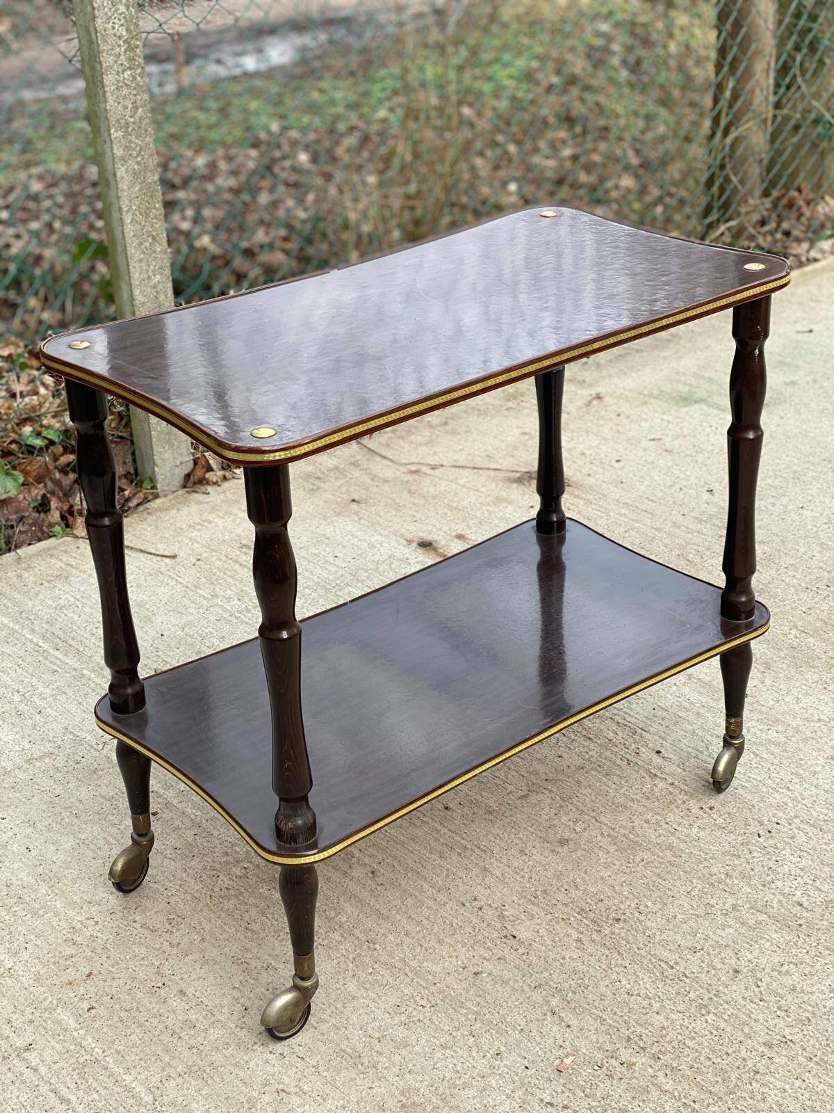 Desserte 2 plateaux vintage en palissandre