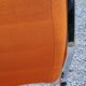 Pair of designer armchairs in orange fabrics and chrome tubes from the 70s