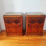 Pair of Art Deco bedside tables in solid blonde walnut – France 1930