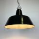 Black Enamel Industrial Factory Pendant Lamp, 1950s